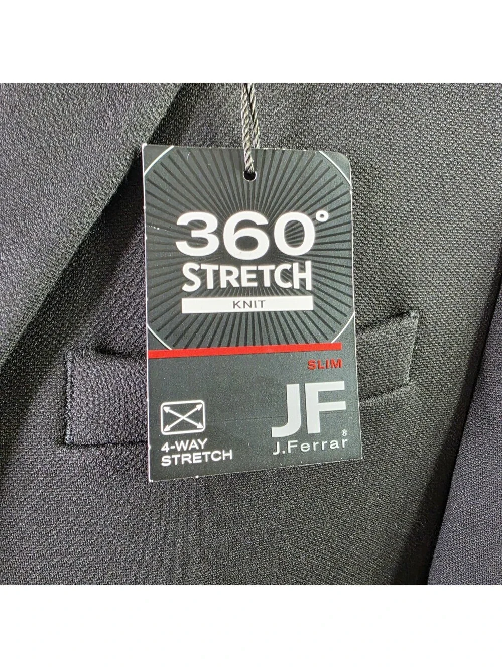 J. Ferrar 360 Stretch Mens Slim Fit Suit Jacket M 38/40S Black NWT $140